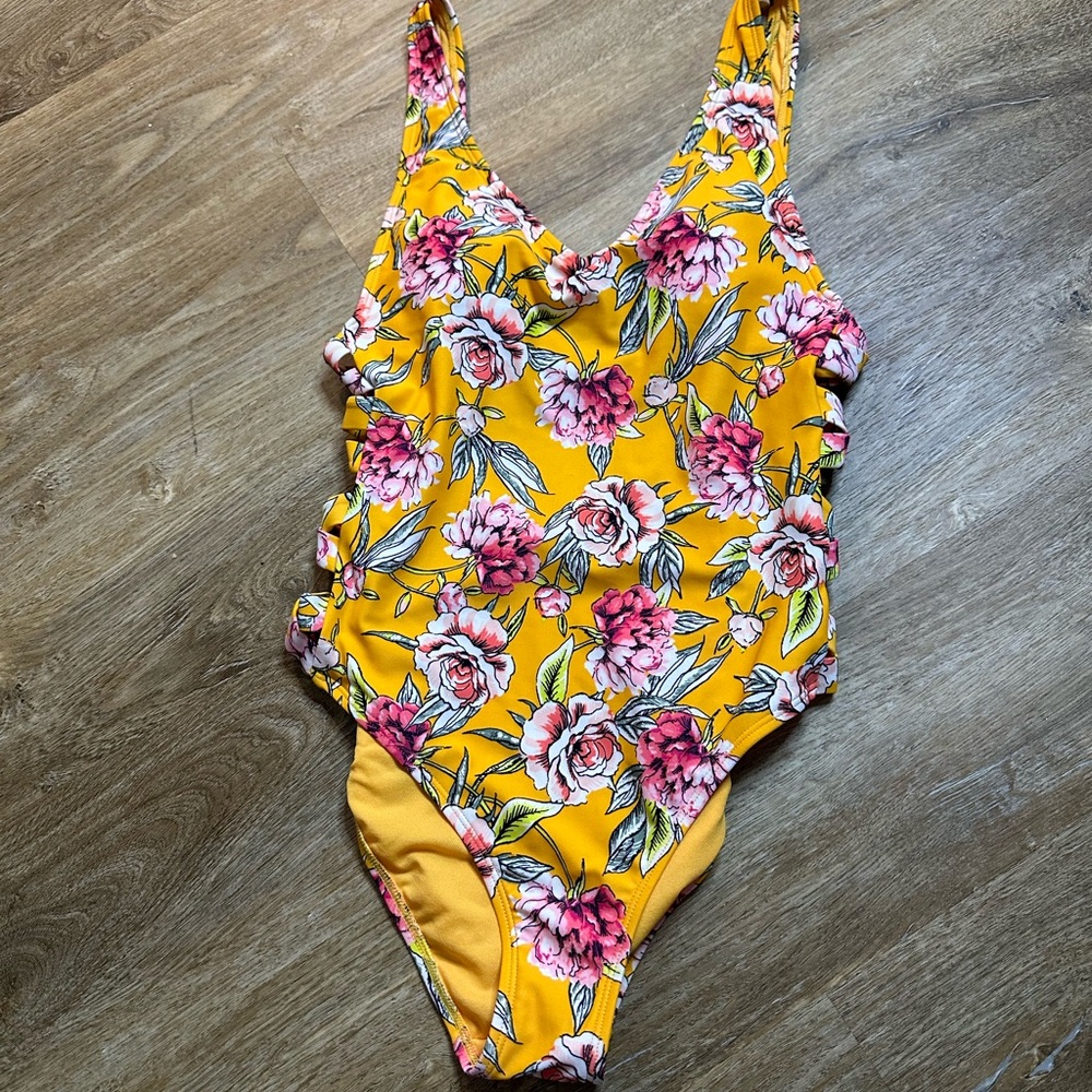 Vibrant Yellow and Pink One Piece Swimwear